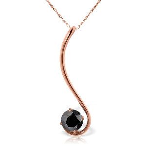 14K Solid Rose Gold Natural 0.5 Carat Black Diamond Necklace Jewelry