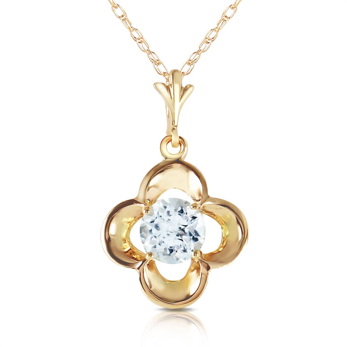 0.55 Carat 14K Solid Yellow Gold Love Me Tender Aquamarine Necklace