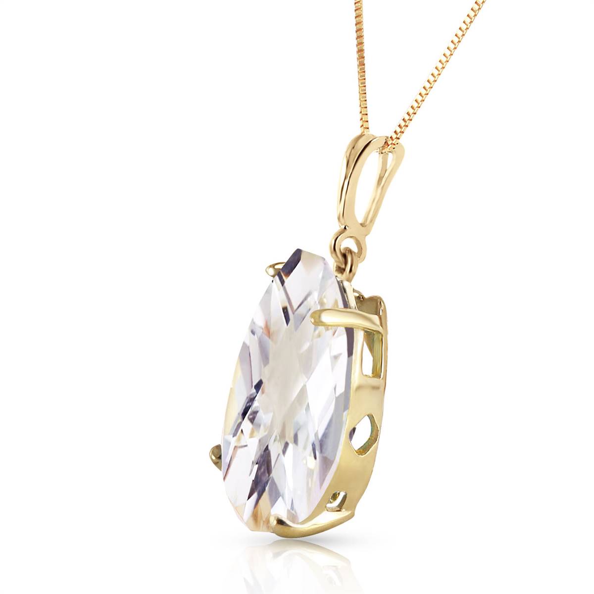 5 Carat 14K Solid Yellow Gold Necklace Natural White Topaz