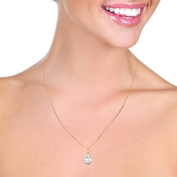 5 Carat 14K Solid Yellow Gold Necklace Natural White Topaz