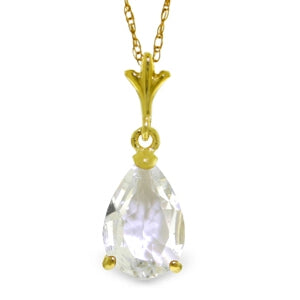1.5 Carat 14K Solid Yellow Gold Shining Raindrops White Topaz Necklace