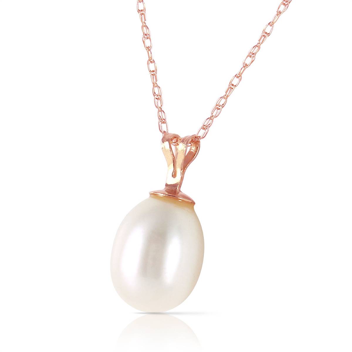 14K Solid Rose Gold Natural Pearl Necklace Certified