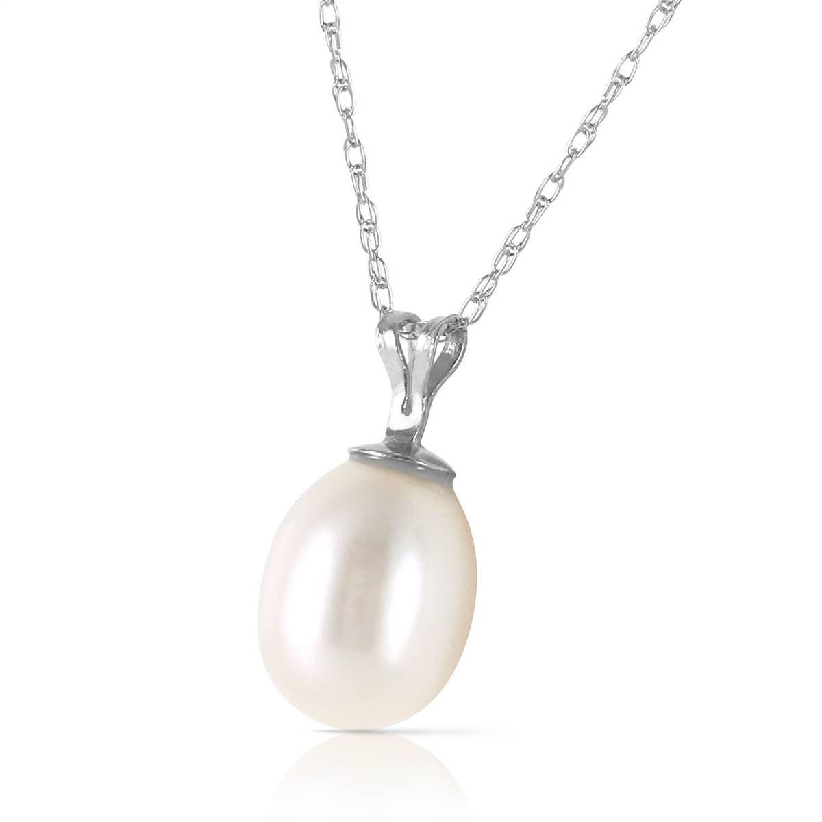 4 Carat 14K Solid White Gold Perseverance Pays Pearl Necklace