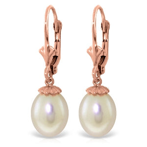8 Carat 14K Solid Rose Gold Pearl Love Earrings