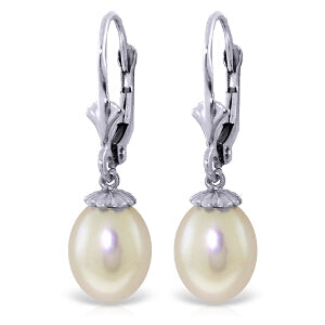 8 Carat 14K Solid White Gold Catch A Star Pearl Earrings