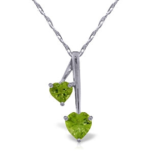 1.4 Carat 14K Solid White Gold Hearts Necklace Natural Peridot