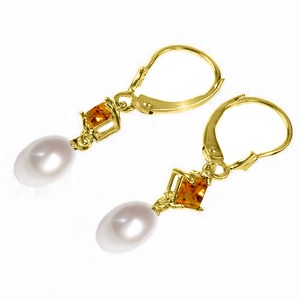 9.5 Carat 14K Solid Yellow Gold Glitterati Pearl Earrings