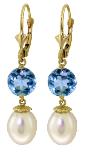 11.1 Carat 14K Whte Gold Nirvana Pearl Blue Topaz Earrings
