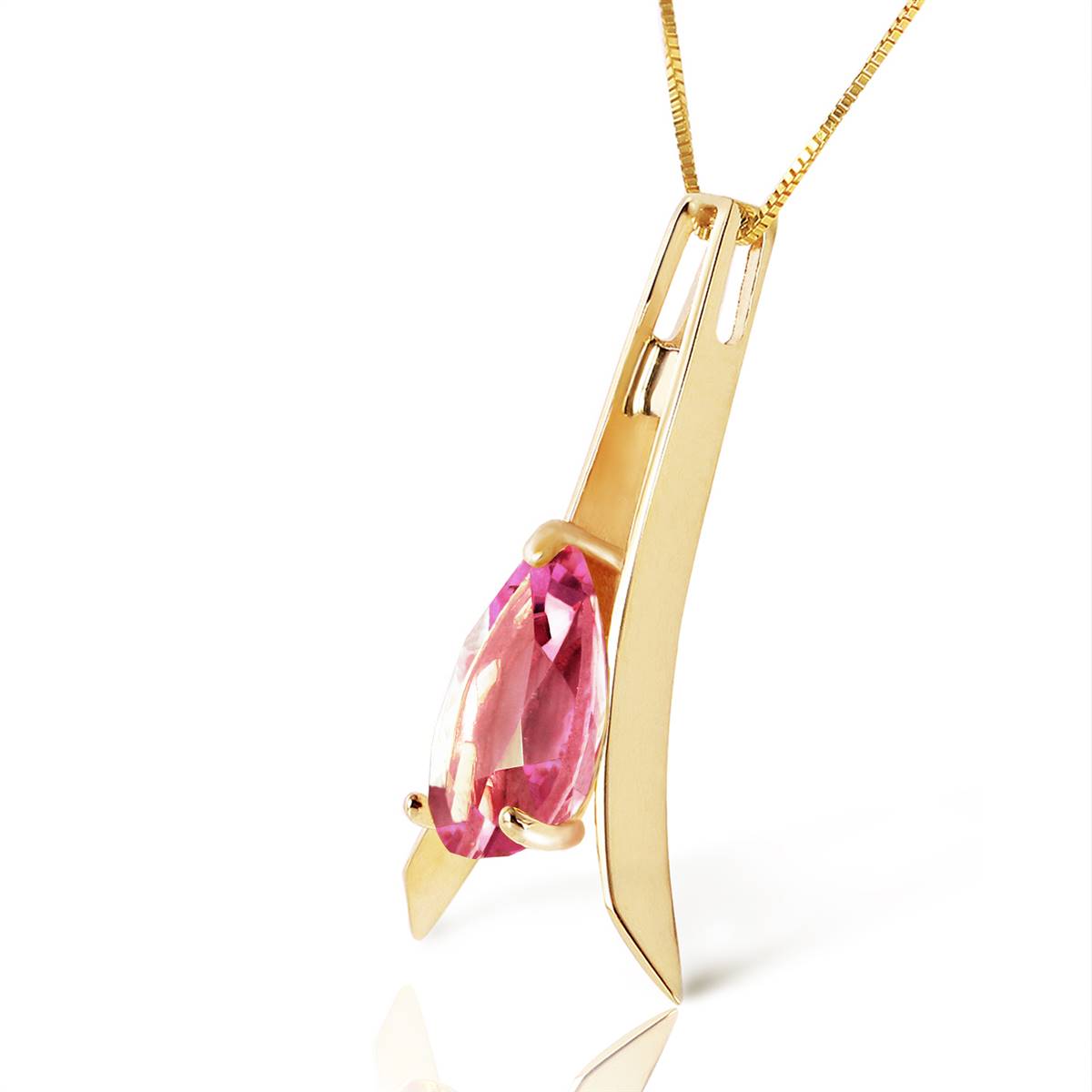1.5 Carat 14K Solid Yellow Gold Pink Paradise Pink Topaz Necklace