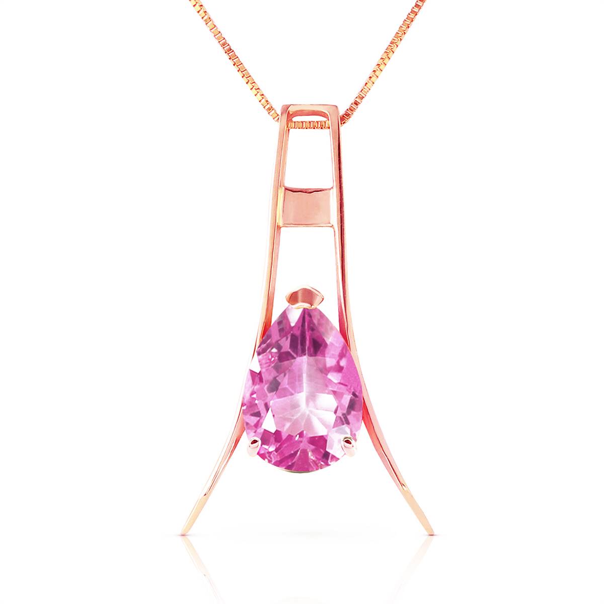 14K Solid Rose Gold Pink Topaz Necklace Gemstone Class Classic