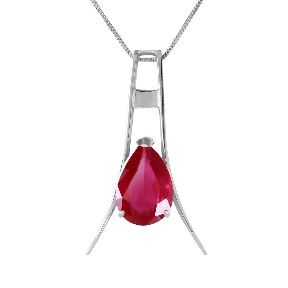 1.5 Carat 14K Solid White Gold Orpheus Singing Ruby Necklace