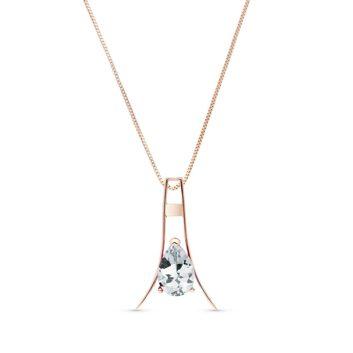 14K Solid Rose Gold Natural Aquamarine Necklace Jewelry