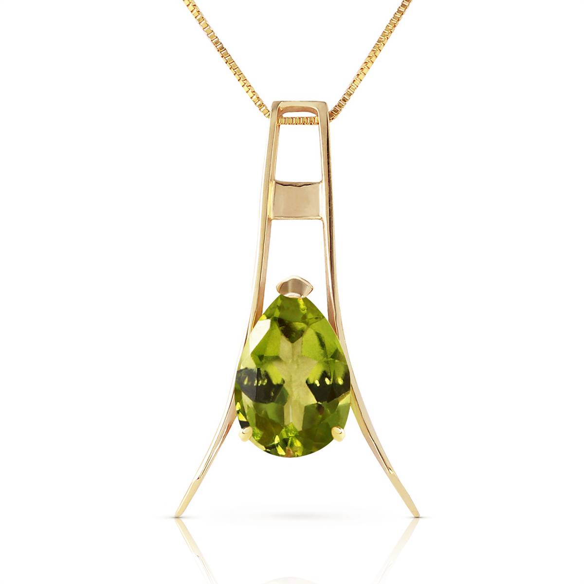 1.5 Carat 14K Solid Yellow Gold September In Paris Peridot Necklace