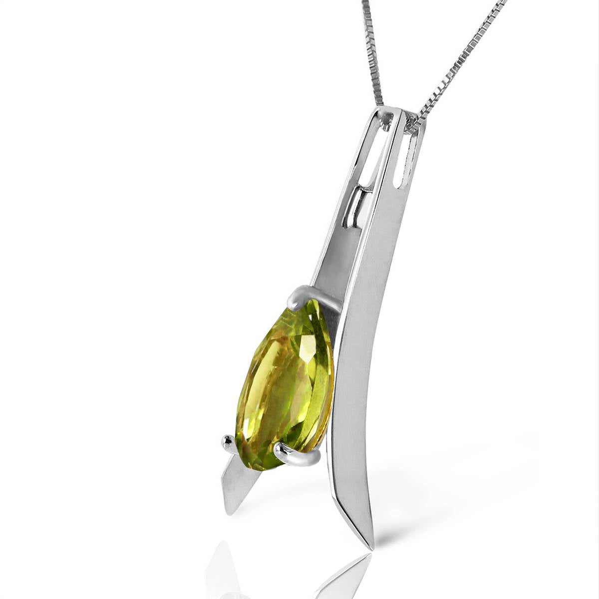 1.5 Carat 14K Solid White Gold Loving Smile Peridot Necklace