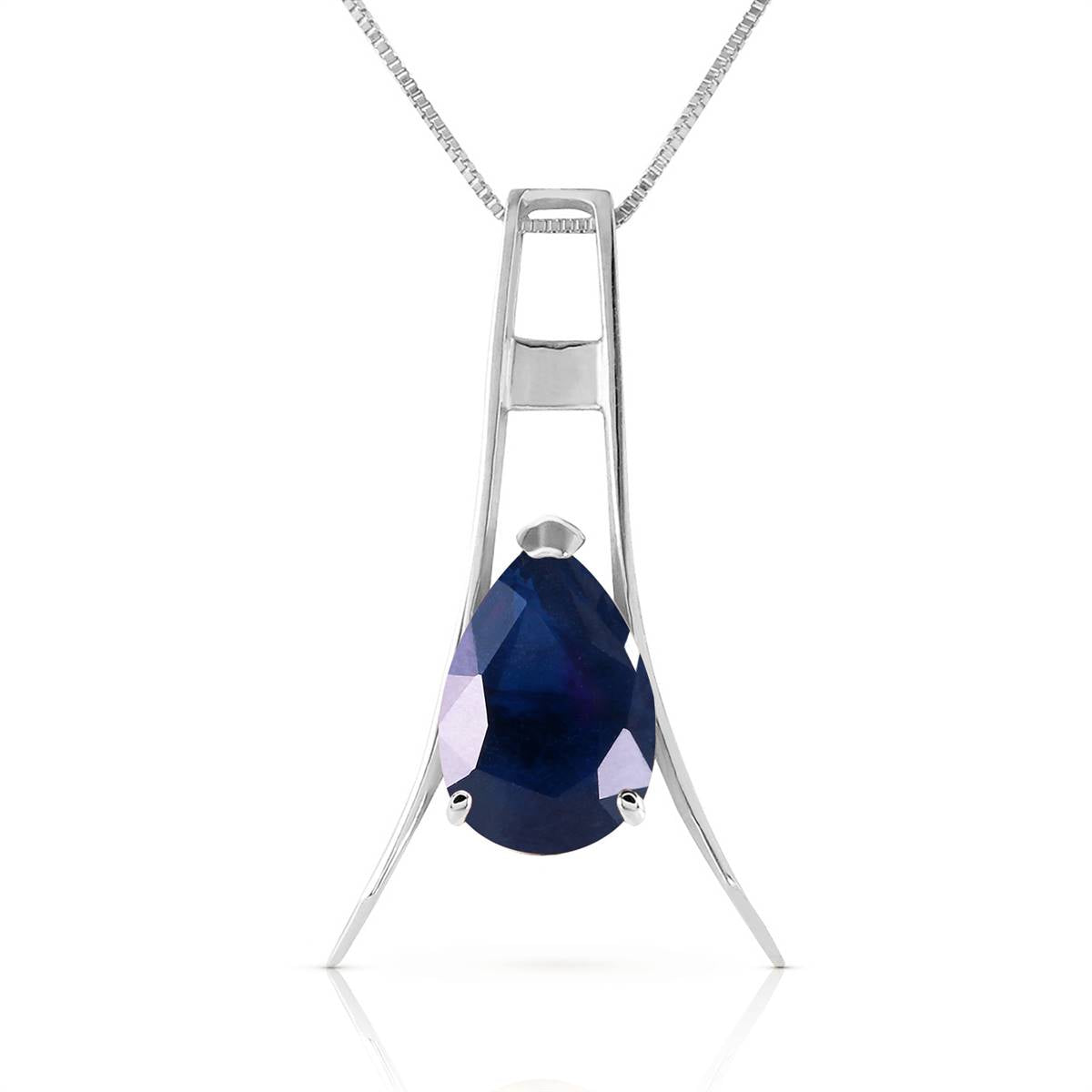 1.5 Carat 14K Solid White Gold Have And Hold Sapphire Necklace