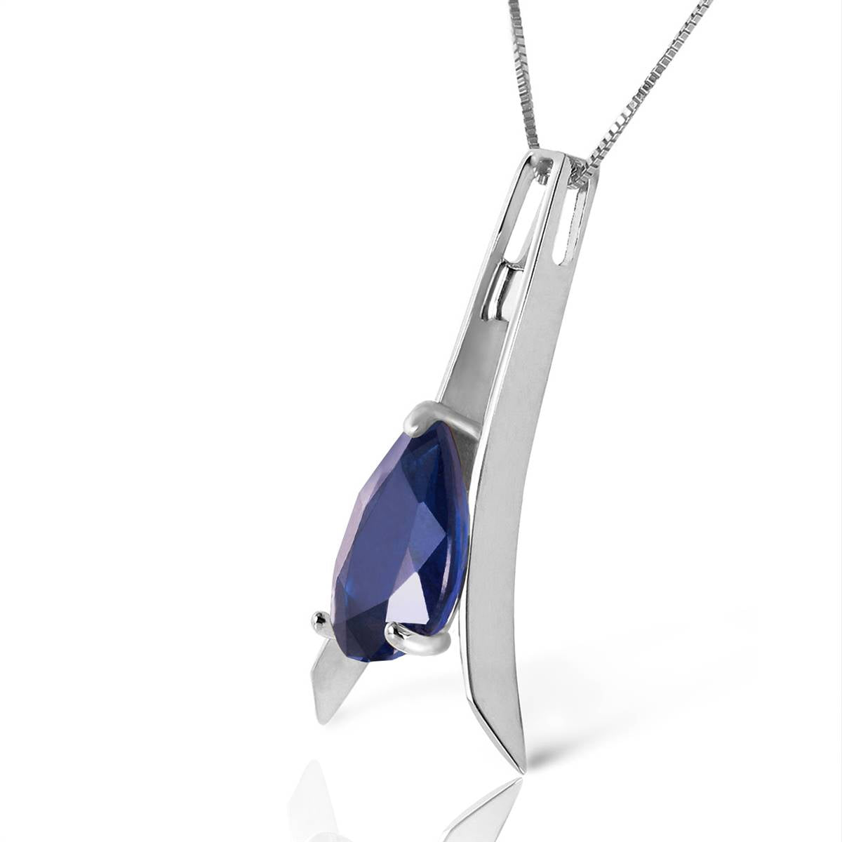 1.5 Carat 14K Solid White Gold Have And Hold Sapphire Necklace