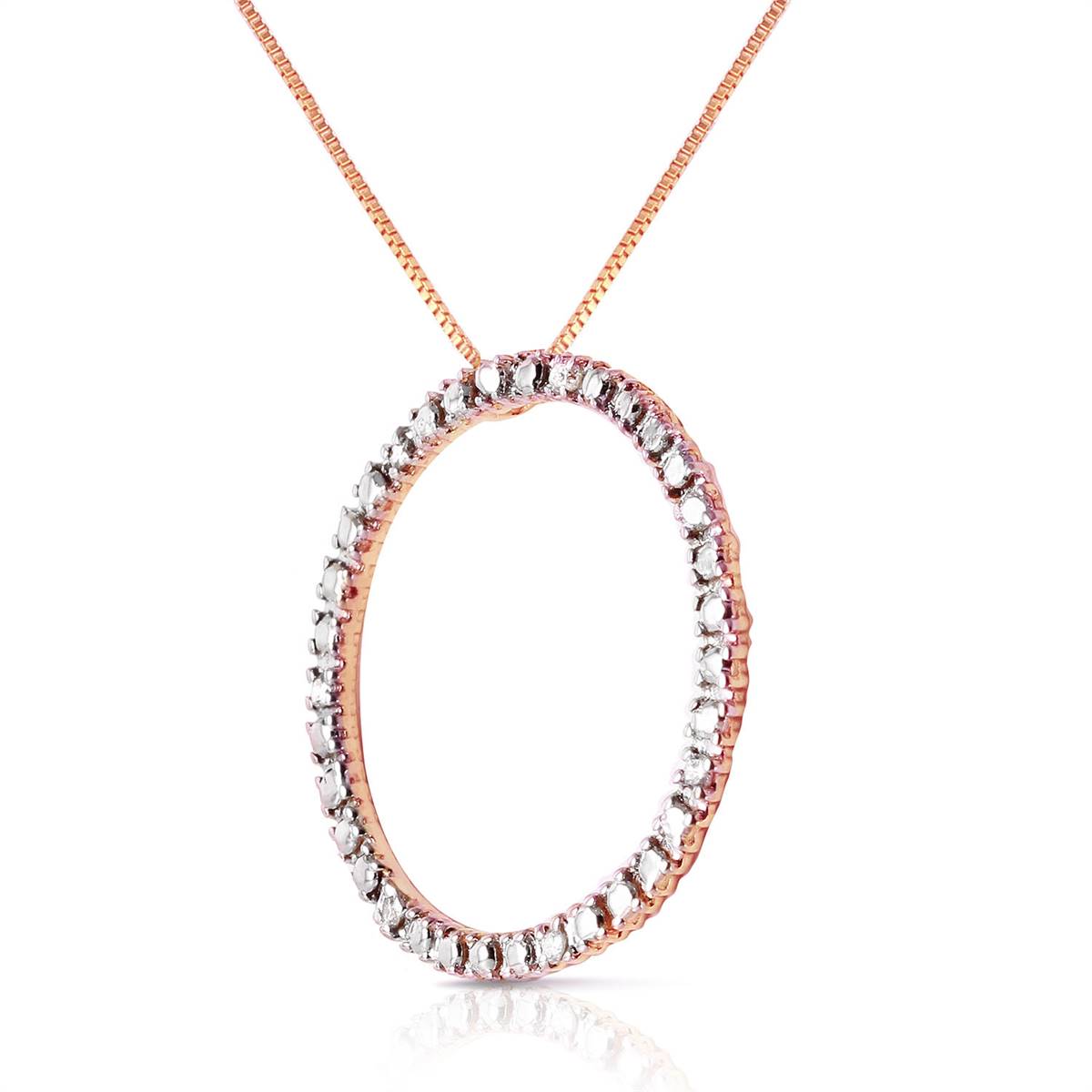 14K Solid Rose Gold Diamonds Circle Of Love Necklace