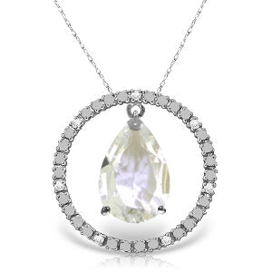 6.6 Carat 14K Solid White Gold Diamond White Topaz Circle Of Love Necklace