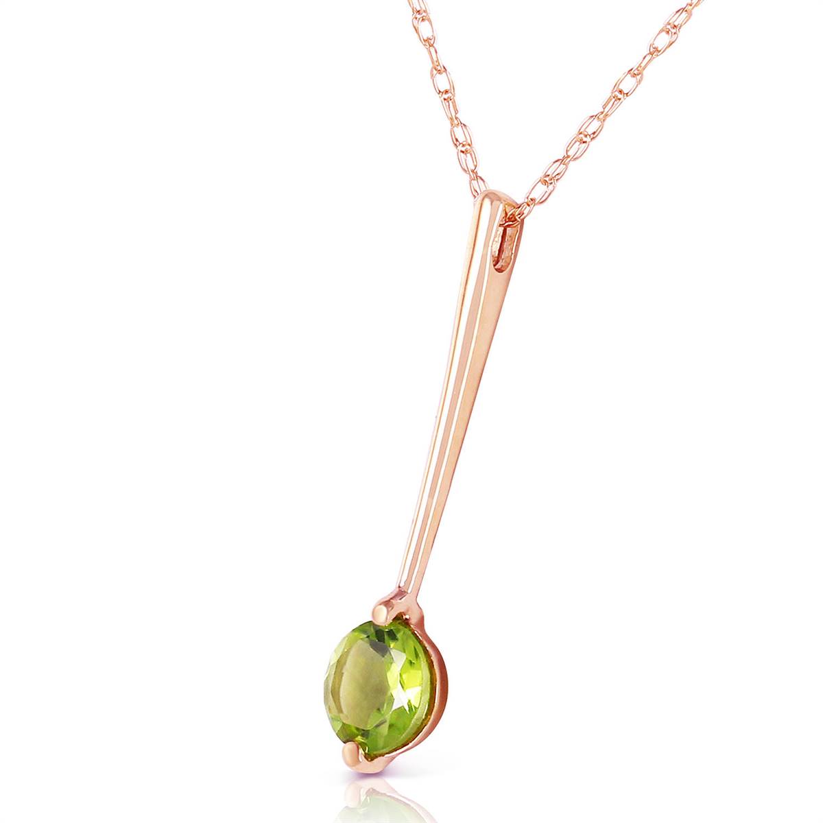 14K Solid Rose Gold Peridot Imperial Necklace