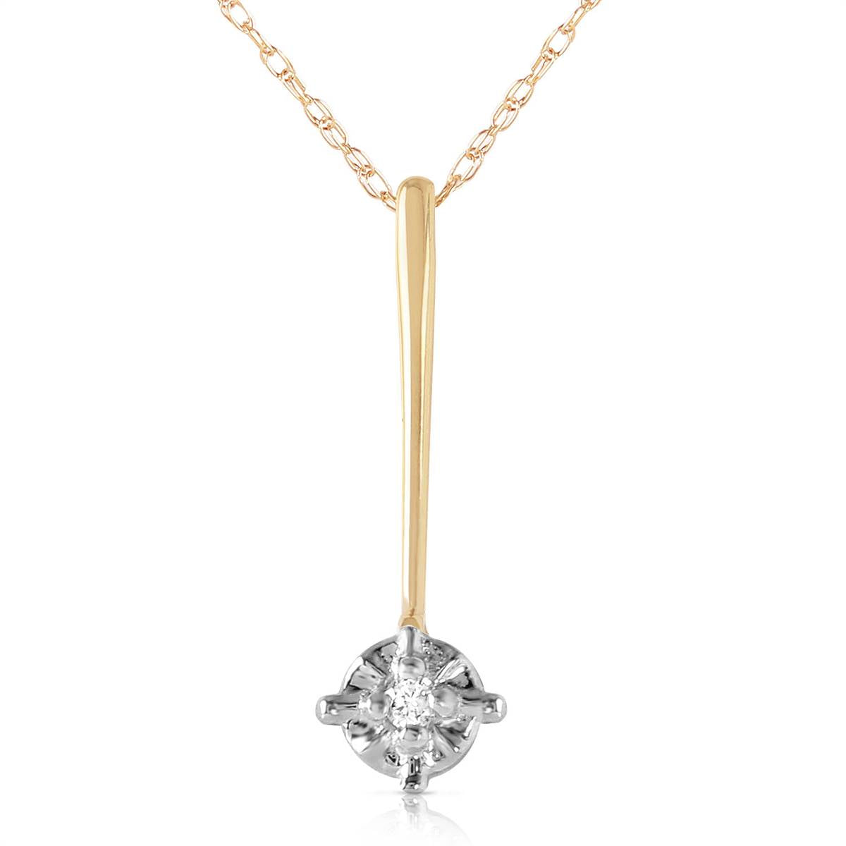 0.03 Carat 14K Solid Yellow Gold Necklace Natural Diamond