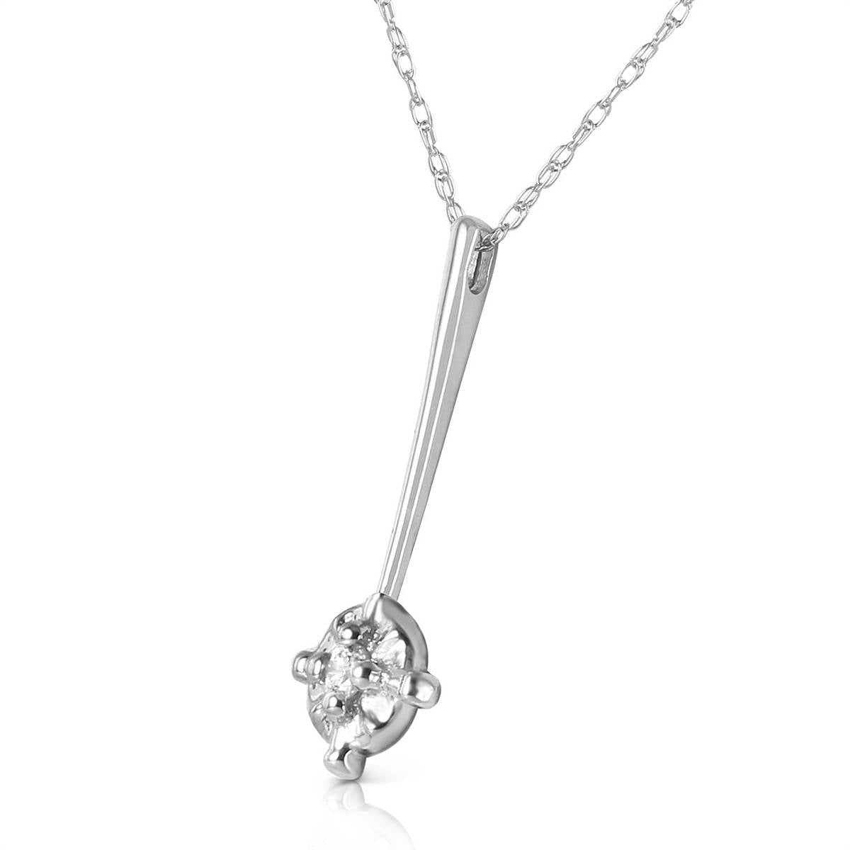 0.03 Carat 14K Solid White Gold Necklace Natural Diamond