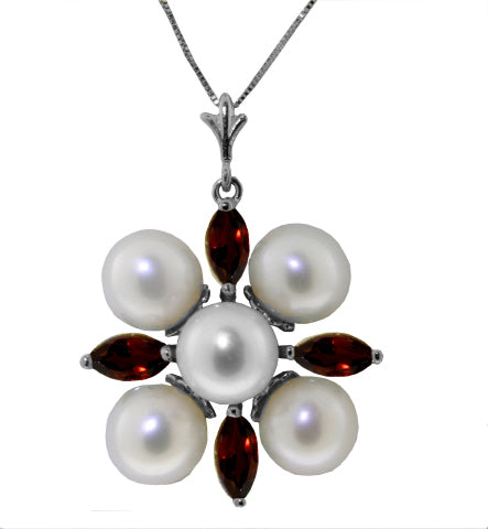 6.3 Carat 14K Solid Yellow Gold Explore The Senses Garnet Pearl Necklace