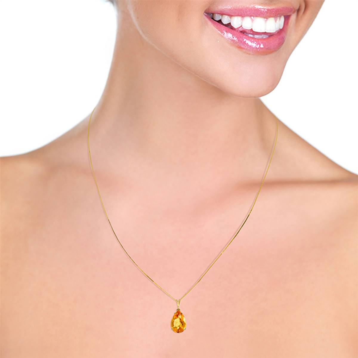 5 Carat 14K Solid Yellow Gold Only You Citrine Necklace
