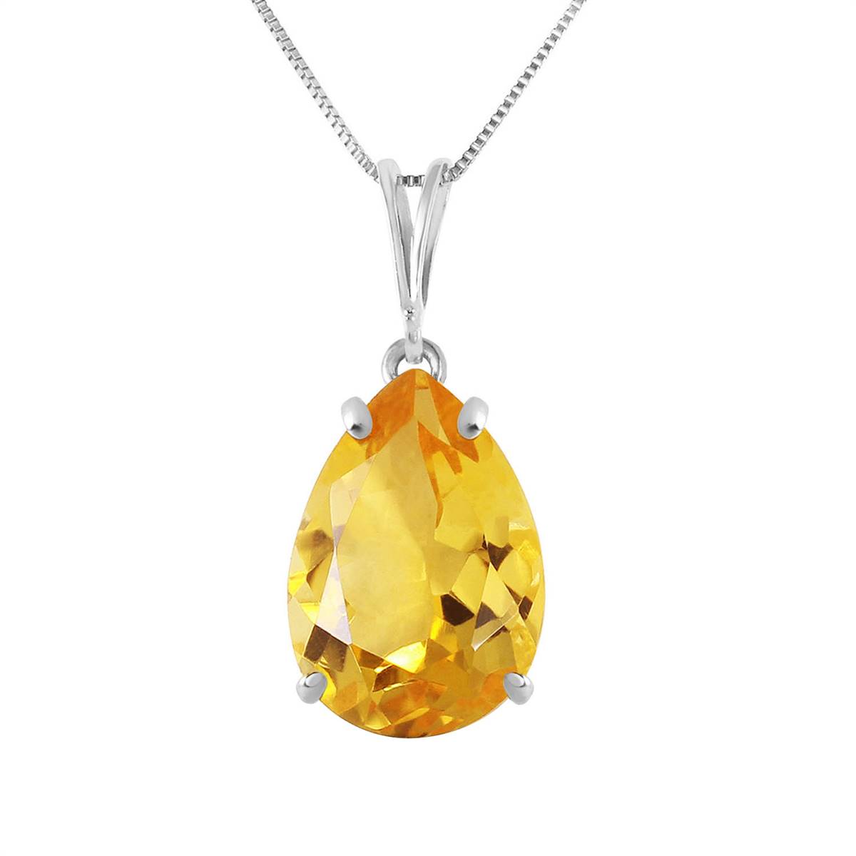 5 Carat 14K Solid White Gold Good News Citrine Necklace