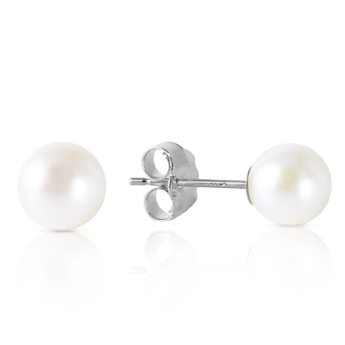 4 Carat 14K Solid White Gold Stud Earrings Natural Pearl