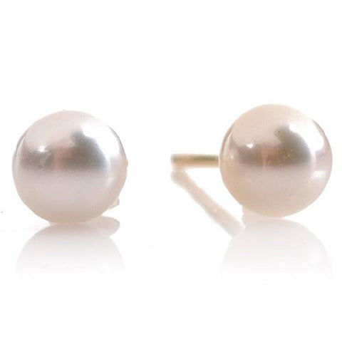4 Carat 14K Solid White Gold Stud Earrings Natural Pearl