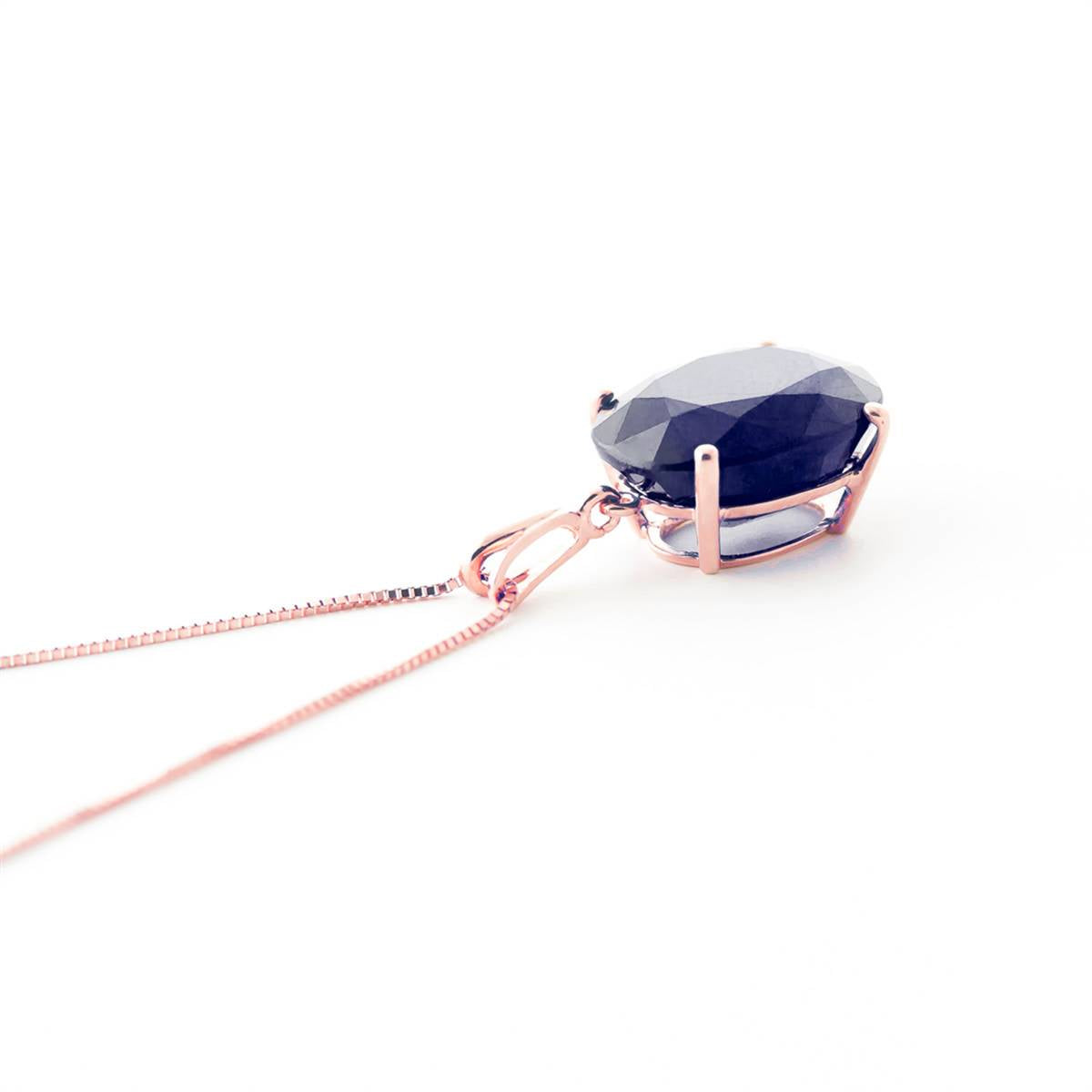 14K Solid Rose Gold Necklace w/ Natural Oval Sapphire