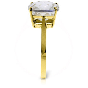 3.6 Carat 14K Solid Yellow Gold Ring Natural Checkerboard Cut White Topaz