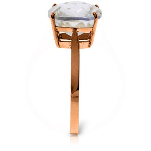3.6 Carat 14K Solid Rose Gold Ring Natural Checkerboard Cut White Topaz