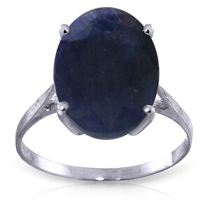 8.5 Carat 14K Solid White Gold Ring Natural Oval Sapphire