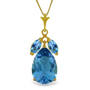 6.5 Carat 14K Solid Yellow Gold Good Impressions Blue Topaz Necklace