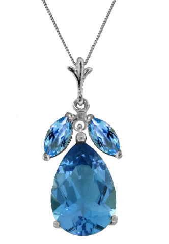 6.5 Carat 14K Solid Yellow Gold Good Impressions Blue Topaz Necklace