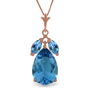 14K Solid Rose Gold Blue Topaz Classic Necklace