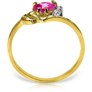0.97 Carat 14K Solid Yellow Gold Puerto Rico Pink Topaz Diamond Ring