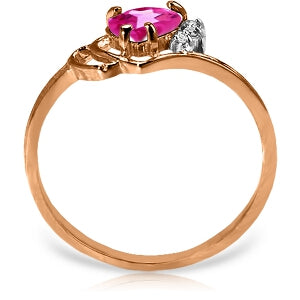 0.97 Carat 14K Solid Rose Gold Dainty Heart Pink Topaz Ring