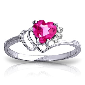 0.97 Carat 14K Solid White Gold Insatiably Curious Pink Topaz Diamond Ring