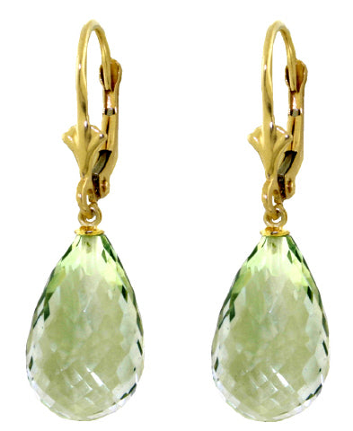 14 Carat 14K Solid White Gold Matters Of The Heart Green Amethyst Earrings