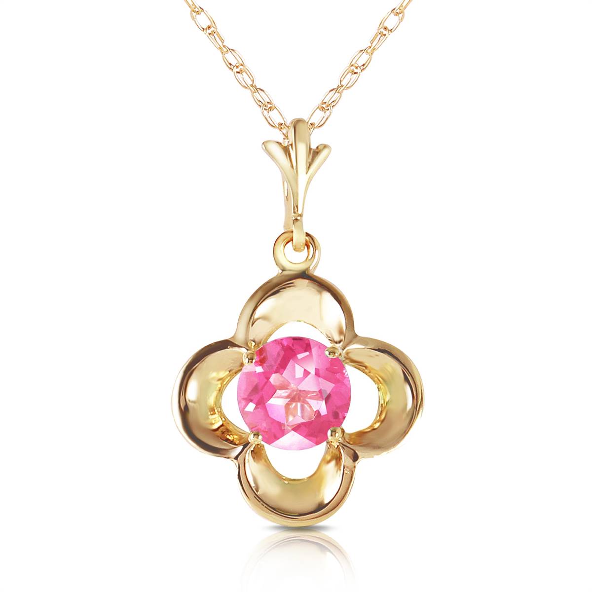 0.55 Carat 14K Solid Yellow Gold First Girlfriend Pink Topaz Necklace