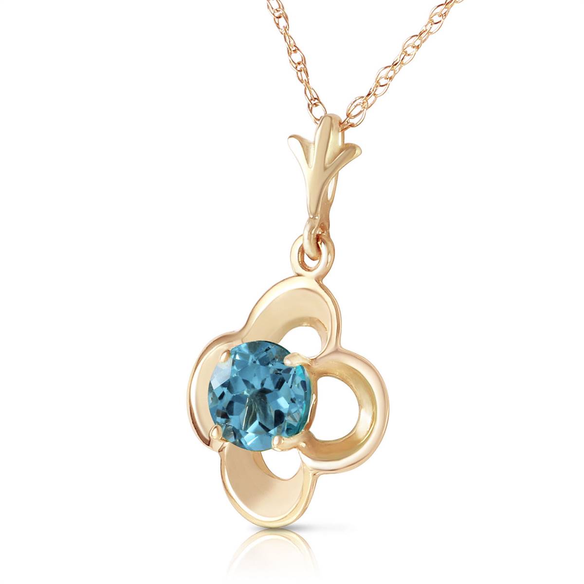 0.55 Carat 14K Solid Yellow Gold Ladies Who Lunch Blue Topaz Necklace