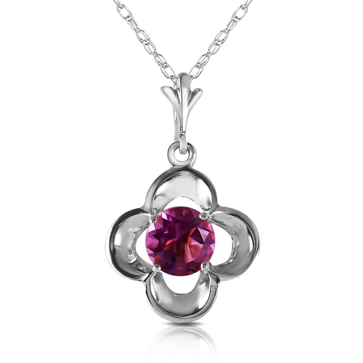 0.55 Carat 14K Solid White Gold Fireflies Amethyst Necklace