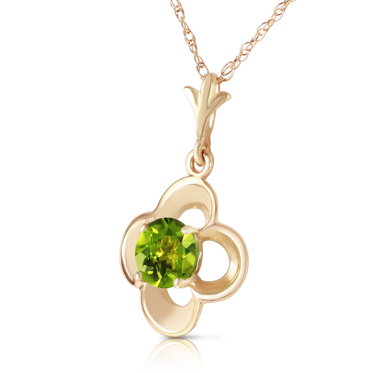 0.55 Carat 14K Solid Yellow Gold Directions To Love Peridot Necklace