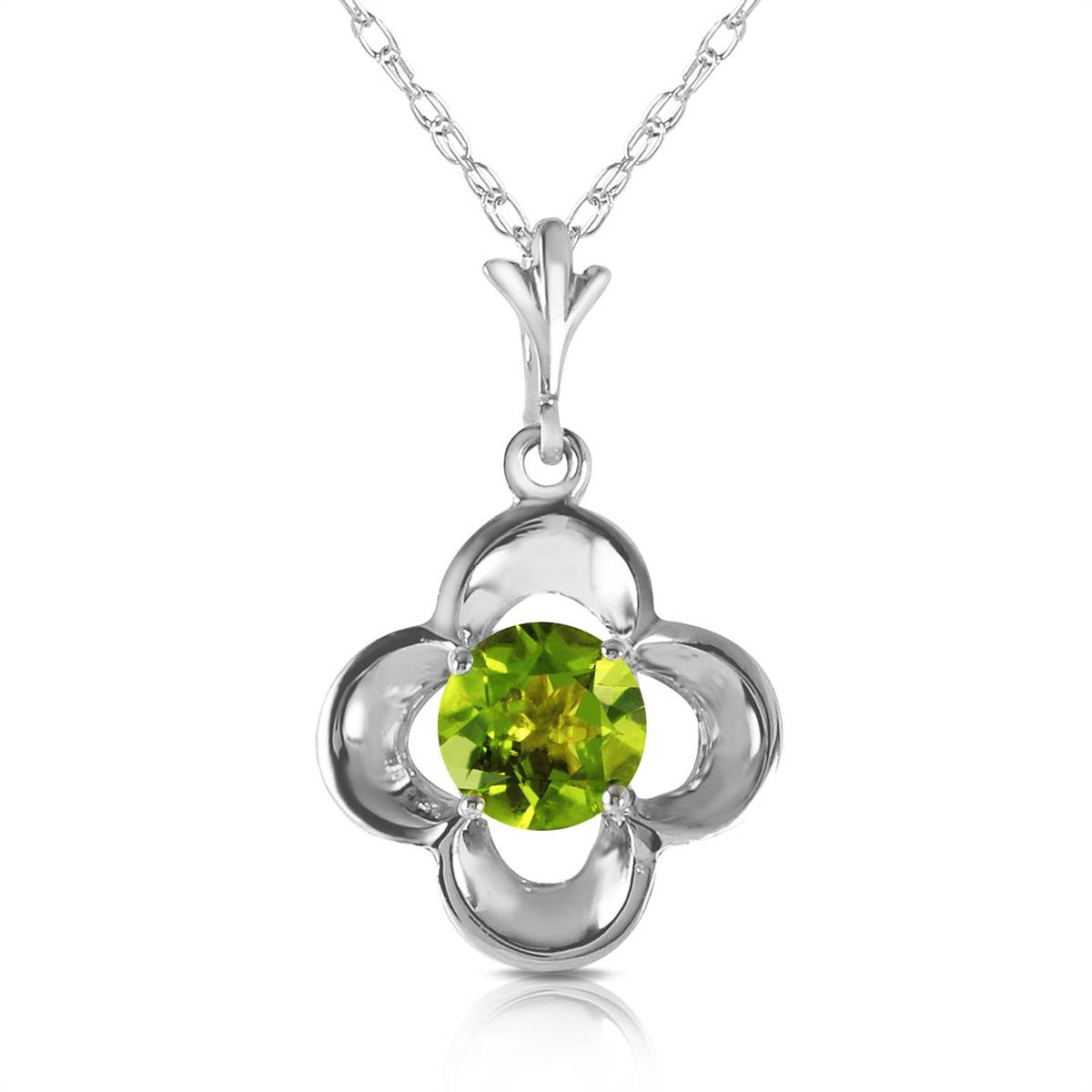 0.55 Carat 14K Solid White Gold Warm Life Peridot Necklace