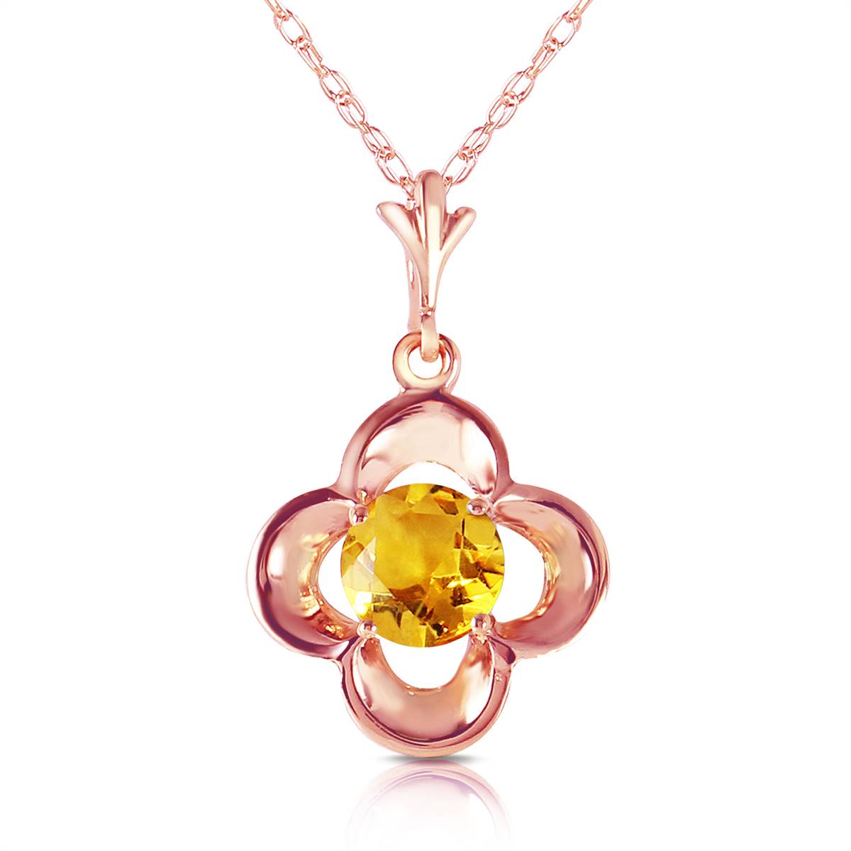 14K Solid Rose Gold Citrine Necklace Certified Series Limited Edition