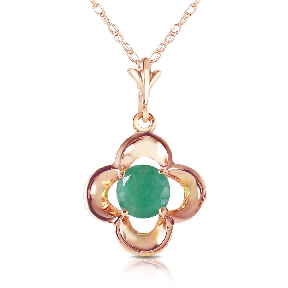 14K Solid Rose Gold Emerald Necklace Gemstone Genuine Platinum