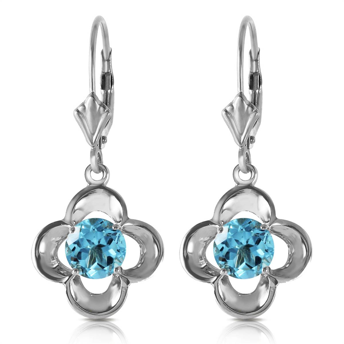 1.1 Carat 14K Solid White Gold Incentive Blue Topaz Earrings