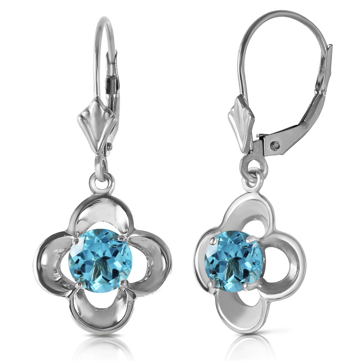 1.1 Carat 14K Solid White Gold Incentive Blue Topaz Earrings